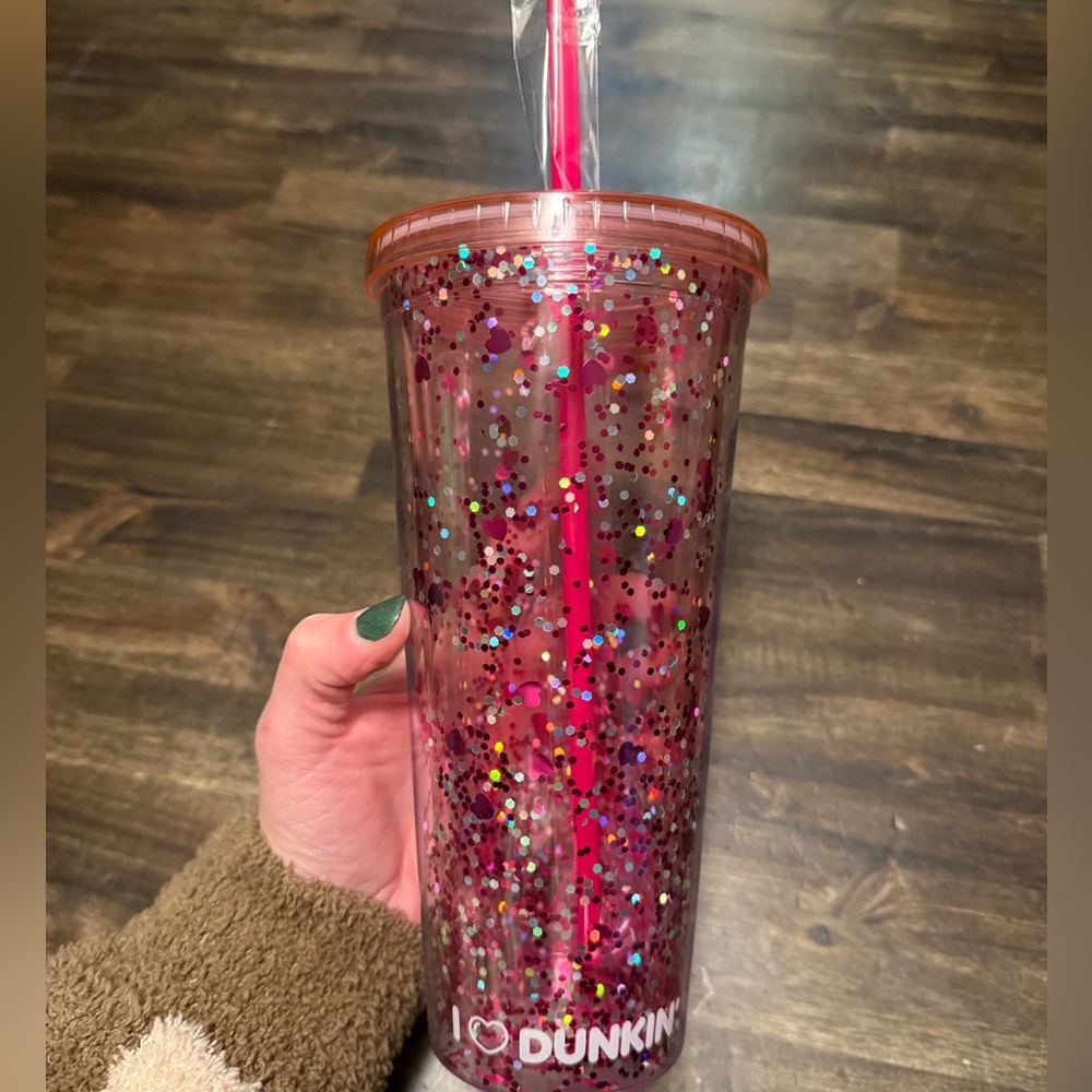 Dunkin Valentines Tumbler with Straw